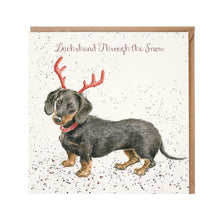 Load image into Gallery viewer, Wrendale Christmas Card - Dachshund Through The Snow
