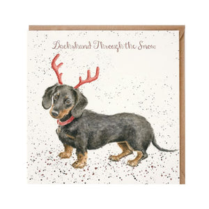 Wrendale Christmas Card - Dachshund Through The Snow