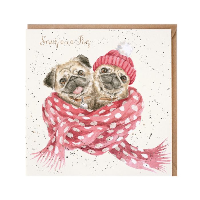 Wrendale Christmas Card - Snug as a Pug