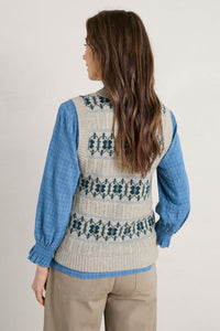 Seasalt Cornwall Partridge Vest - Porcelain Aran Cornflower