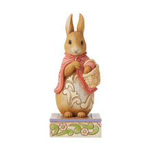 Load image into Gallery viewer, 14.5cm high figurine of Beatrix Potters Flopsy in her pink cape and carrying a little basket.
