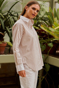 Shirty Bianca Classic Banker Shirt - Stone Stripe