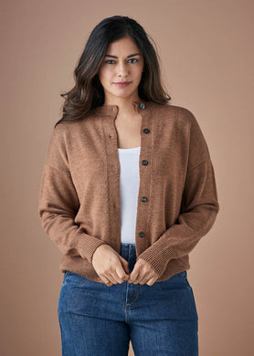 Uimi Australian Merino Wool Bonnie Button Up Cardigan - Gingerbread 