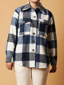 Cherrylane Checked Shacket - Navy