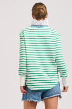 Load image into Gallery viewer, Est1971 Rugby Frill Collar Sweatshirt - Green Stripe
