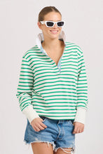 Load image into Gallery viewer, Est1971 Rugby Frill Collar Sweatshirt - Green Stripe
