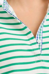 Est1971 Rugby Frill Collar Sweatshirt - Green Stripe