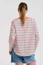 Load image into Gallery viewer, Est1971 Raw 3/4 Sleeve T Shirt - White/Navy/Red Stripe
