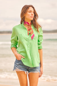 Shirty Girlfriend Linen Shirt - Apple Green