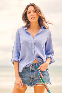 Shirty Girlfriend Linen Shirt - Cornflower