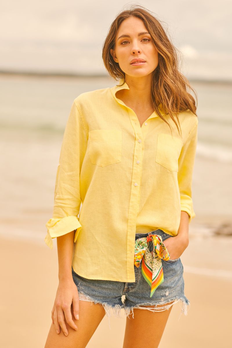 Shirty Girlfriend Linen Shirt - Lemon