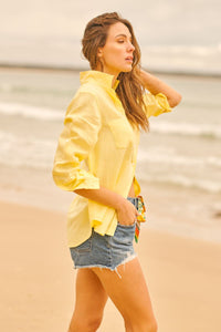 Shirty Girlfriend Linen Shirt - Lemon