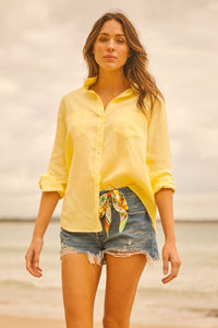 Shirty Girlfriend Linen Shirt - Lemon