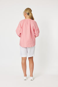 Gordon Smith Diana Detail Linen Top - Coral