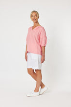 Load image into Gallery viewer, Gordon Smith Diana Detail Linen Top - Coral
