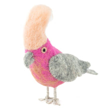 Load image into Gallery viewer, A little pink galah made of felted wool.
