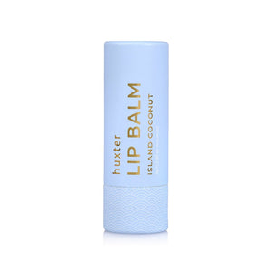 Lip balm in coconut flavour in pale blue packaging