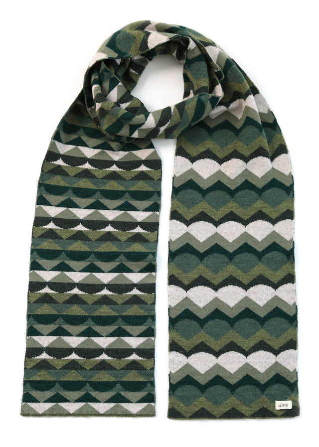 Uimi Marlo Geometric Australian Merino Wool Scarf - Forest