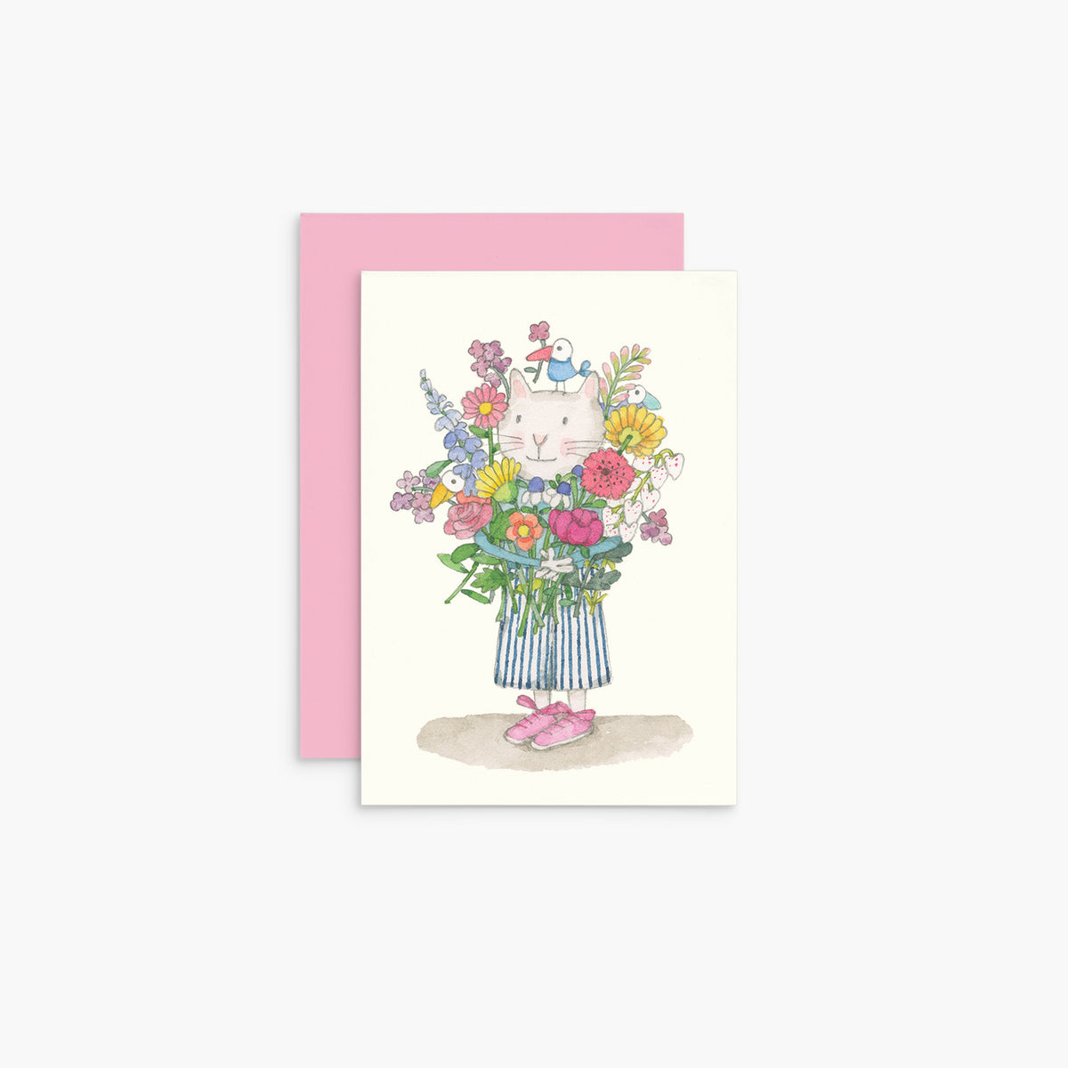 Cat Mini Card Twigseeds Mini Card - Cat with Flowers – Monty & Moo