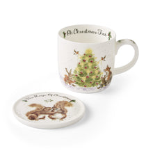 Load image into Gallery viewer, Royal Worcester Wrendale Mug &amp; Coaster Set - Oh Christmas Tree
