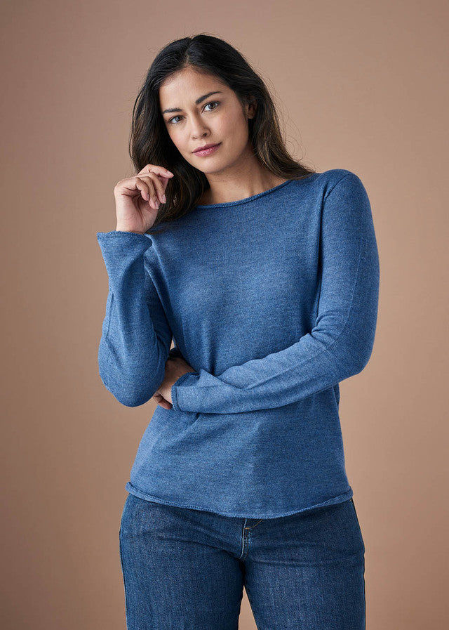 Uimi Phoebe Australian Merino Wool Crew Neck Jumper - Sapphire