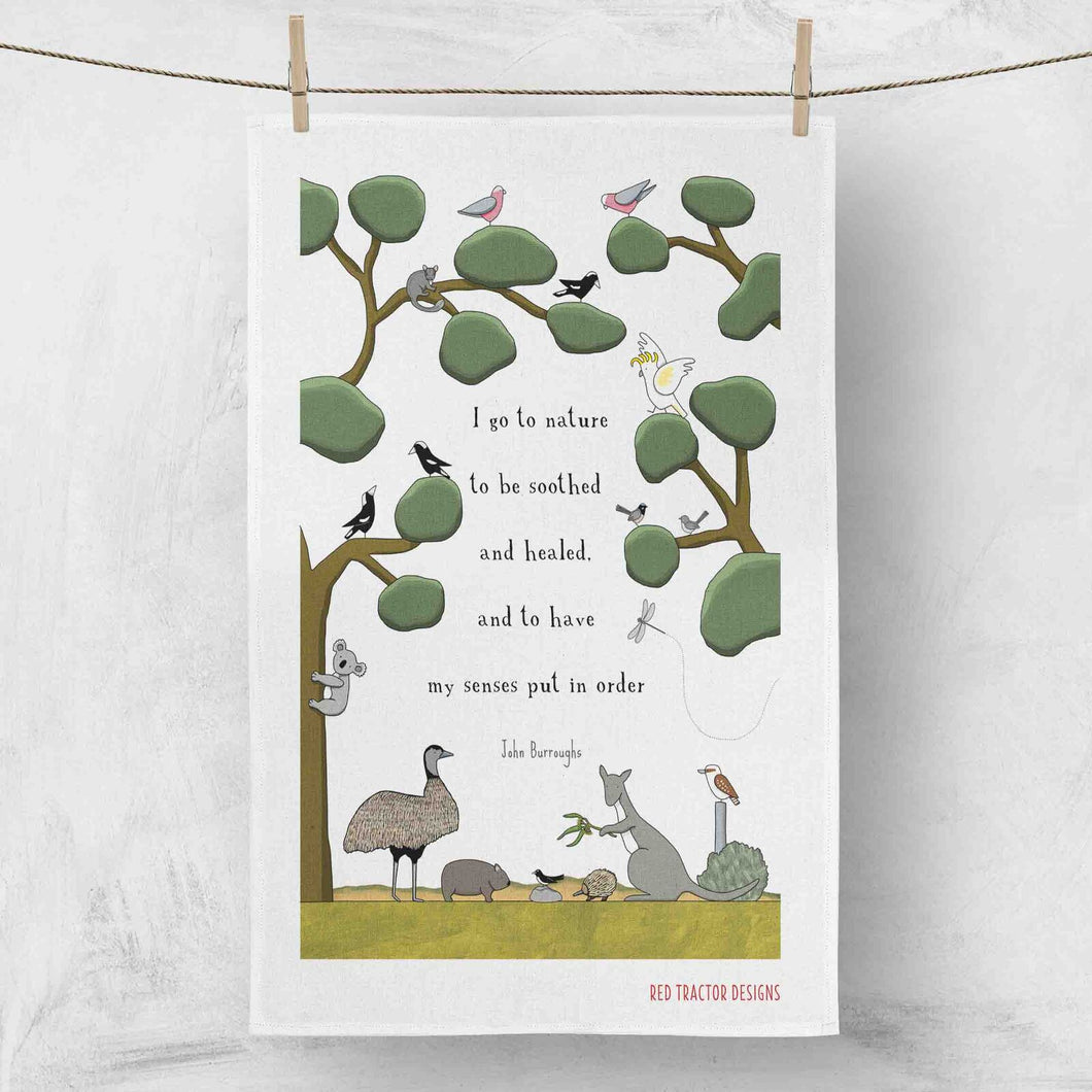 Red Tractor Linen Tea Towel - I Go To Nature