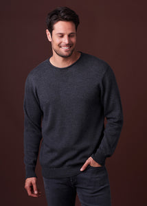 Uimi Mens Merino Wool Crew Neck Jumper - Charcoal