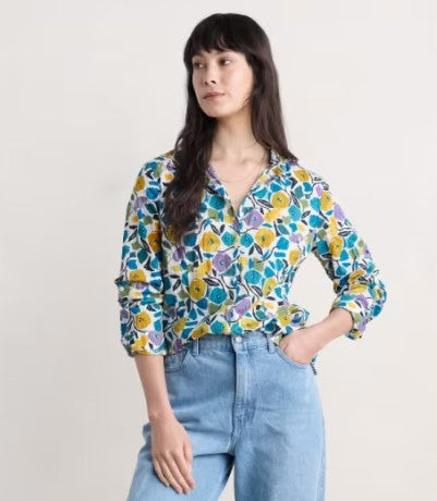 Seasalt Cornwall Larissa Shirt - Zennor Blooms Chalk