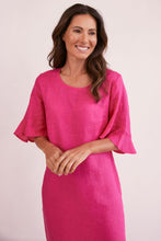 Load image into Gallery viewer, See Saw Linen Flutter Sleeve Dress - Hot Pink
