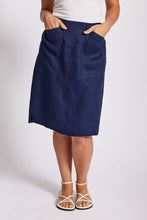 Load image into Gallery viewer, See Saw Linen Straight Skirt - Navy
