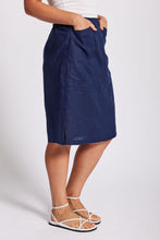 Load image into Gallery viewer, See Saw Linen Straight Skirt - Navy
