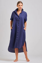 Load image into Gallery viewer, Shirty Annie Relaxed Longline Shirtdress - Navy
