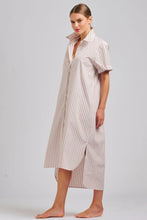 Load image into Gallery viewer, Shirty Annie Relaxed Longline Shirtdress - Stone White Stripe
