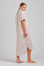 Load image into Gallery viewer, Shirty Annie Relaxed Longline Shirtdress - Stone White Stripe
