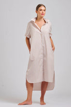 Load image into Gallery viewer, Shirty Annie Relaxed Longline Shirtdress - Stone White Stripe
