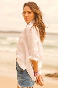 Shirty Girlfriend Linen Shirt - White