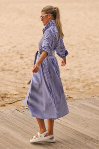 Shirty Luna Shirt Dress - Blue/White Stripe