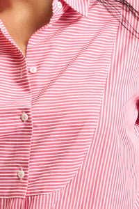 Shirty Chloe Classic Bib Front Shirt - Cherry Stripe