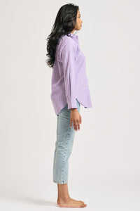 Shirty Chloe Classic Bib Front Shirt - Purple Stripe