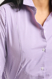 Shirty Chloe Classic Bib Front Shirt - Purple Stripe