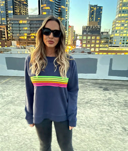 Sophie Moran Sweatshirt - Rainbow Stripe Navy