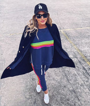 Load image into Gallery viewer, Sophie Moran Sweatshirt - Rainbow Stripe Navy
