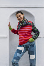 Load image into Gallery viewer, Eribe (Scotland) Stobo Stripe Reversible Jumper - Rosa
