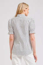 Load image into Gallery viewer, Shirty Serena Short Sleeve Shirt - White/Navy Spot
