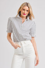 Load image into Gallery viewer, Shirty Serena Short Sleeve Shirt - White/Navy Spot
