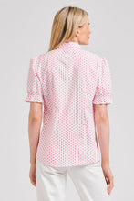 Load image into Gallery viewer, Shirty Serena Short Sleeve Shirt - White/Pink Spot
