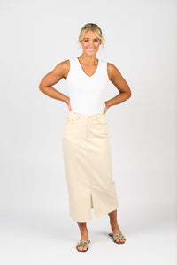 Vassalli Mid Length Skirt - Bone