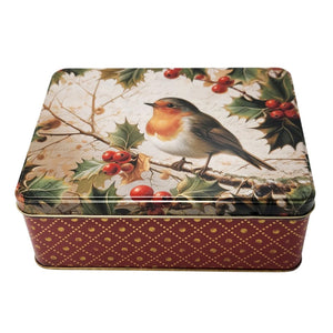 Vintage Robin Rectangle Biscuit Tin