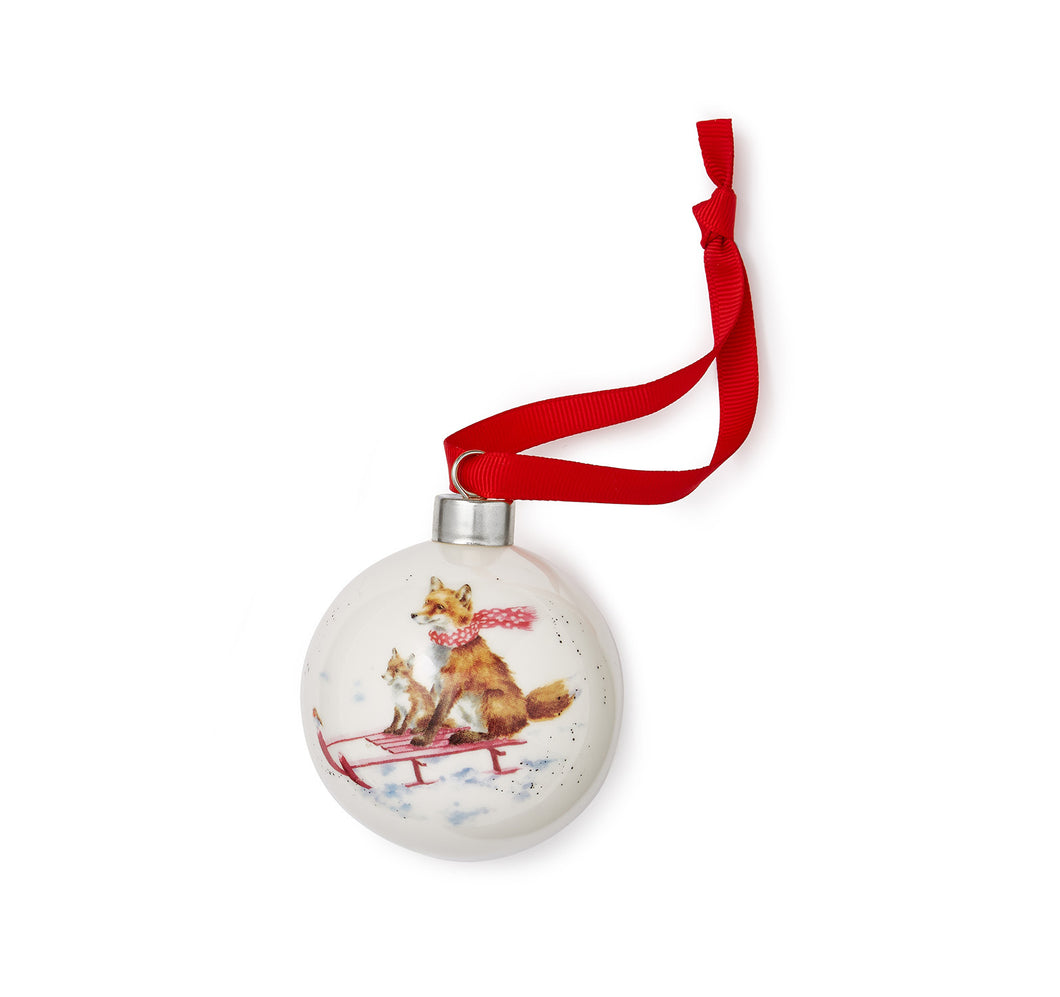 Royal Worcester Wrendale Christmas Bauble - Sleigh Ride