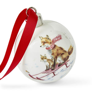 Royal Worcester Wrendale Christmas Bauble - Sleigh Ride